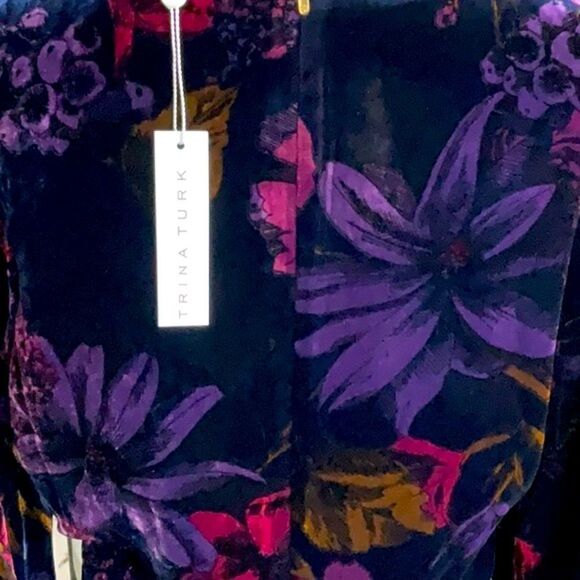 TRINA TURK NWT ECLAIR FLORAL PRINT VELOUR SILK DRESS MEDIUM - Picture 10 of 11